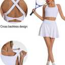 KOKITA Women's Sports Bra Fitness Short Tank Top Criss-Cross Back Padded Strappy Sports Bras Yoga Workout Bra (White)