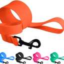CollarDirect Waterproof Dog Leash Small Medium Large Durable Pet Leashes for Walking Training Running Pink Black Blue Orange Green (L, Orange)