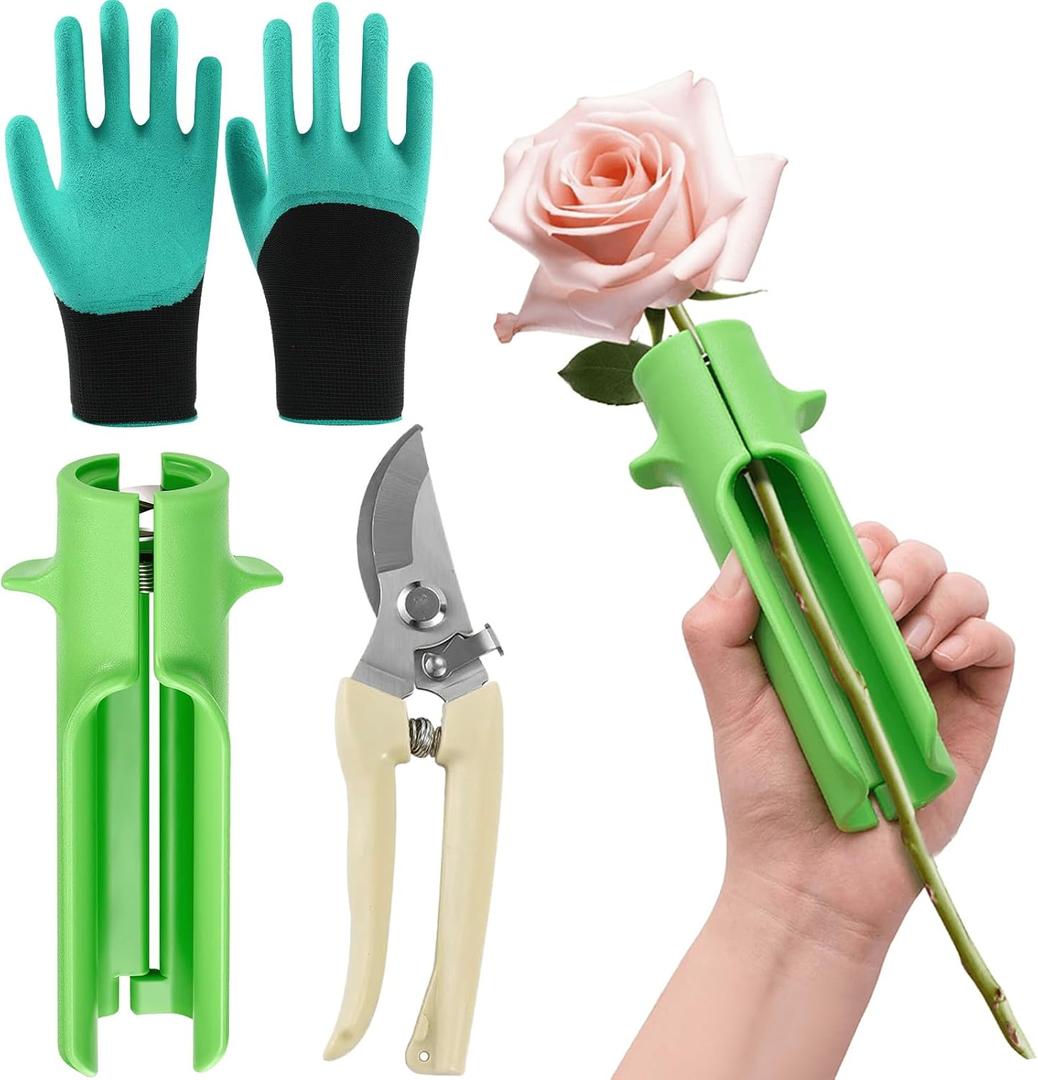 Rose Thorn Removal Kit:Rose Thorn Stripper Tool & Shears Scissor & Gardening Gloves,Flower Arrengement, Florist Supplies,Tape Craft Decoration Pins Set for Wedding Bouquets Making