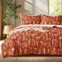 Joiedomi King Size Comforter Set Terracotta, 3 Pieces Floral King Bedding Set with 1 Soft Reversible Botanical Comforter and 2 Pillow Shams, Bed in a Bag for All Seasons