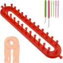 SATUY Rectangle Knitting Looms, Long Knitting Loom Set, 26cm Red Scarf Loom with Crochet Hook and Needle for Scarf Sweater Shawl Blankets