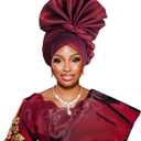 2024 African Female Turban Cap Women's Auto gele Headtie Nigeria Raw Silk Fan Gele Wedding Party Head Wraps Headwear Turbante