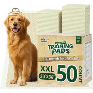 Puppy Pads 50 Count 30"x36" Pee Pads for Dogs Deodorizing Leakproof Quick Drying Dog Pee Pads Super Absorbent Disposable Bamboo Training Pads with Adhesive Tabs