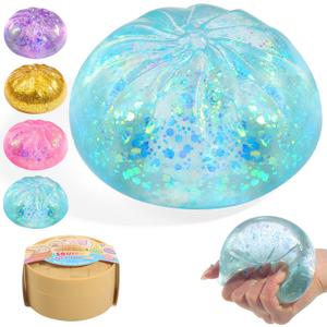 Sugar Glitter Dumpling Squishy,Viral Bao Bun Squishy Dumling Mystery Box,Stress Relief Fidget Squeeze Toy for Holiday & Birthday Gifts (Blue)