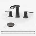 BWE Waterfall Bathroom Faucet, Oil Rubbed Bronze 8 Inch Widespread Bathroom Sink Faucet Two-Handle Waterfall with Pop-up Drain, for Vanity, Lavatory Sink (4.72 inch)
