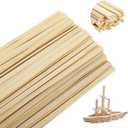200 PCS Natural Bamboo Sticks Wooden Sticks for Crafts - 11.8 Inch Long Wood Strips for Crafts - 3/8 Inch Width Bamboo Flat Sticks for Crafting, Arts Projects