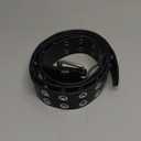 Grommet Leather Belts for Women, Black Belt Women Men with Double Holes (Fit for waist up to 45")