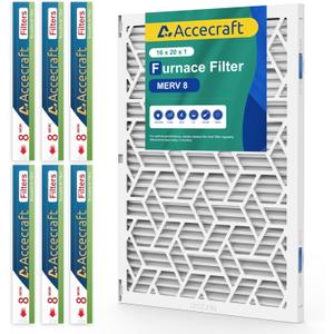 16x20x1 Air Filter MERV 8, Advanced Dust Defense,Cost-effective,1 Reusable ABS Frame + 6 Pack Replaceable, Quality Furnace Filter Media for AC & Furnace Applications1 Frame+6 Filter