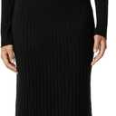 The Drop Women's Ashlyn Ribbed Sweater Maxi Dress (Large, Black)
