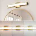 Modern LED Bathroom Vanity Light 24 inch 18W Dimmable 3CCT Bathroom Light Fixture Over Mirror Rectangle Bath Vanity Light Bar with Double Layer Acrylic Shade (Golden)