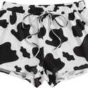 Avanova Women's Tie Dye Shorts Elastic Waist Casual Yoga Running Workout Active Shorts (Large, Cow)