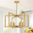 25" Modern Gold Chandelier for Dining Room, No Assembly Required Gold Dining Room Light Fixture Over Table, Industrial Metal Hanging Pendant Lights Fixture for Kitchen Island, Entryway, Foyer