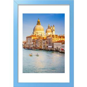 wyooxoo 12x18 Picture Frame Made of Solid Wood Blue Photo Frames Display Pictures 11x14 with Mat or 12x18 Without Mat Colorful Frame For Horizontal Vertical Wall Mounting