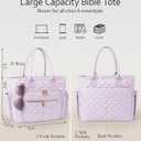BellaHold Large Bible Bag with Bible Cover Case for Women, Church Bag with Shoulder Strap, Quilted Bible Cover for Bible Study Supplies, a Christian Gift for Women, Light Purple