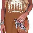 Summer Sundress for Women Graphic Mini Tank Dress Sleeveless Beach Dresses Short Casual Sun Dresses (Brown, M)