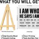 Christian Decor Wooden Sign, Christian Baptism Gifts for Women Men, Faith Religious Scripture Decor, God Decorations for Home Office Bedroom, Bible Verse Desk Decoration, I Am Who He Says