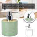 CERBIOR Bathroom Accessories Set 6 Piece Bamboo Bath Ensemble Includes Soap Dispenser, Toothbrush Holder, Toothbrush Cup, Soap Dish for Decorative Countertop and Housewarming Gift, Sriral Green
