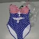 Eomenie One Piece Swimsuit for Women Ring Linked Monokini Sexy Bathing Suit Cutout Swim Suit (Small, American Flag Print)