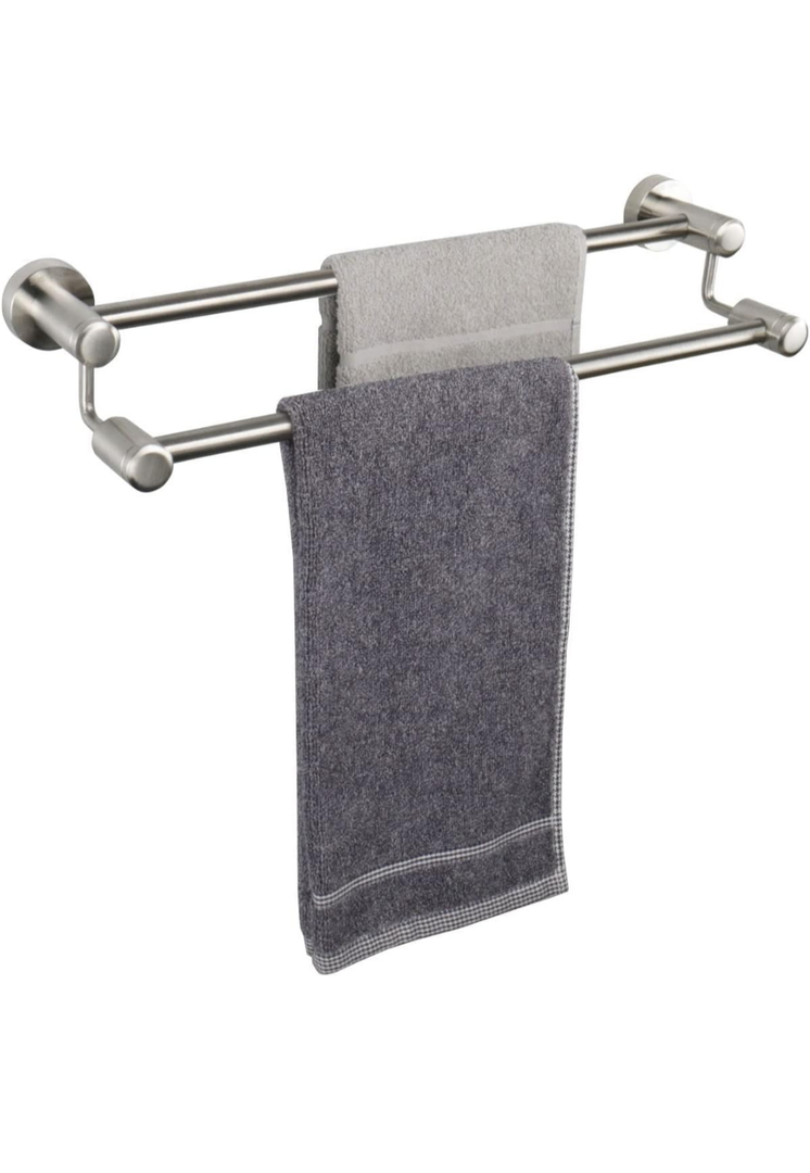 TocTen Double Bath Towel Bar - Thicken SUS304 Stainless Steel Towel Rack for Bathroom, Bathroom Accessories Double Towel Rod Heavy Duty Wall Mounted Towel Holder (Brushed Nickel, 16 in)
