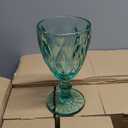 BTGLLAS Pure Light blue Wine Glasses 12Pcs a Set Solid Colors Glass Goblets Dishwasher Safe Colored Glassware With An Embossed Vintage Colored Goblets Pattern Like Crystal (Glass, Light blue)