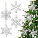 Rotatingpals 8 Pcs 4 Inch Metal Crystal Snowflake Ornaments for Christmas Tree Rhinestone Snowflake Hanging Ornament for Tree Decor Silver Christmas Keepsake Gifts for Crafts Window Wedding Home