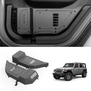 Metal Rear Door Pocket Storage Box with Cup Holder Compatible with Jeep Wrangler JL JLU 4XE(2018-2026) & Gladiator JT(2020-2026), Door Side Insert Organizer Box Interior Accessories - 2PCS