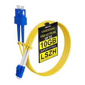 LC to SC Single Mode Fiber Patch Cable 5m, 1G/10GB OS2 Fiber Cable, Duplex SMF Jumper Optical Patch Cords LSZH 9/125m for SFP+ Transceiver -5M(16.4FT) 1pack