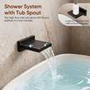 Kurpot Shower System with Tub Spout, All Metal Matte Black Shower Faucet Set with Valve, 10'' Rain Shower Head with Handheld Spray, 59'' Shower Hose and Diverter, Wall Mounted Bath Tub Faucet Set