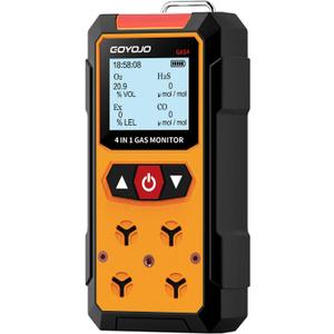 Gas Leak Detector 4-in-1 (H2S, EX, O2, CO) - Reliable Home and Workplace Safety Monitor with Precise Detection - Rechargeable, Rugged Build, Instant Alerts - Temperature Range: 14F to 131F