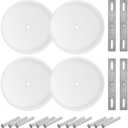 OwnMy 4 Pack 5 Inch Ceiling Cover Plate Round Electrical Box Cover Wall Plates with Adjustable Brackets, Metal White Blank Ceiling Light Hole Covers Plates for 4 Inch Round/Octagon Electrical Boxes