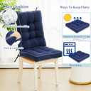 Juexica 4 Sets Outdoor Patio Cushions High Back Outdoor Chair Cushions Rocking Cushion Waterproof Indoor Patio Fastness Chair Pads with Ties for Seasonal Indoor Home Office(Navy Blue,19 x 19 x 4)