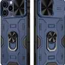 VEGO Kickstand Case for iPhone 15 ProMax, with Slide Camera Cover & Built-in 360 Rotate Ring Stand Magnetic Shockproof Cover for iPhone 15 Pro Max 6.7" 2023 - Blue