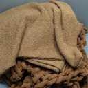 Bigacogo Chunky Knit Throw Blanket for Couch, 130 x 160cm, 100% Hand Knitted with Thick Jumbo Chenille Yarn, Cozy Soft Large Rope Knot Cable Crochet Blankets for Sofa Bed Living Room, Caramel,  MIULEE 26 x 26 in Decorative Pillow Covers for Couch Bed Set of 2 Textured Boucle Neutral Throw Pillow Covers Brown Tobacco Accent Solid Vintage Pillowcases Sofa Living Room Home Decor