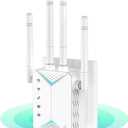 2025 WiFi Extender Signal Booster for Home - 1200Mbps Dual Band, Covers 12880 Sq Ft & 108 Devices, Long Range Internet Booster with Ethernet Port, Easy Setup (white)