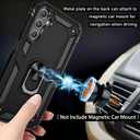 for Galaxy A24 4G Case, Case for Galaxy A25 with [3X Tempered Glass Screen Protector], Built-in Ring Kickstand Shockproof Defender Armor Dual Layer Hybrid TPU Plastic Case for Galaxy A24/A25 - Black