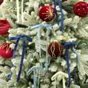 Chuangdi 30 Pcs Blue Velvet Ribbon Bows Christmas Tree Ornaments 5x9 Inch Vintage Blue White Double-Sided Premade Velvet Gift Wrapping Bows for Tree Garland Wreath Xmas Decorations, 3/8'' Wide