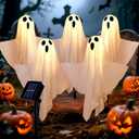 Halloween Decorations Solar Halloween Ghost Lights - Outdoor Ground Stake Spooky Decorations Ghosts for Yard Lawn Patio Porch Holiday Decor (Set of 5)