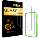 Ailun 2 Pack Screen Protector for iPhone 15 [6.1 inch] + 2 Pack Camera Lens Protector with Installation Frame,Case Friendly Tempered Glass Film,[9H Hardness] - HD
