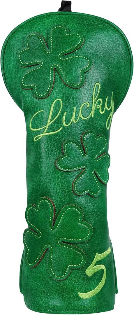 Golf Headcovers Golf Club Head Covers Four Leaf Clover Good Luck Charm - Clover Style Premium Leather Driver Fairway(FW) Wood Hybrid(UT) with Number Tags