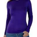 Womens Long Sleeve Thermal Shirts, 2025 Fall Winter Crew Neck Fitted Shirt for Women, Comfortable Stretch Basic Tight Long Sleeve Underwear Tops, Purple (XL)