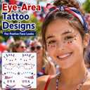 3 x 4th of July Temporary Tattoos for Kids Adults, 128+ PCS Patriotic Waterproof Fake Tattoos with American Flag Eagle Fireworks Designs, Independence Day Party Favors Supplies for USA Memorial Day Parade