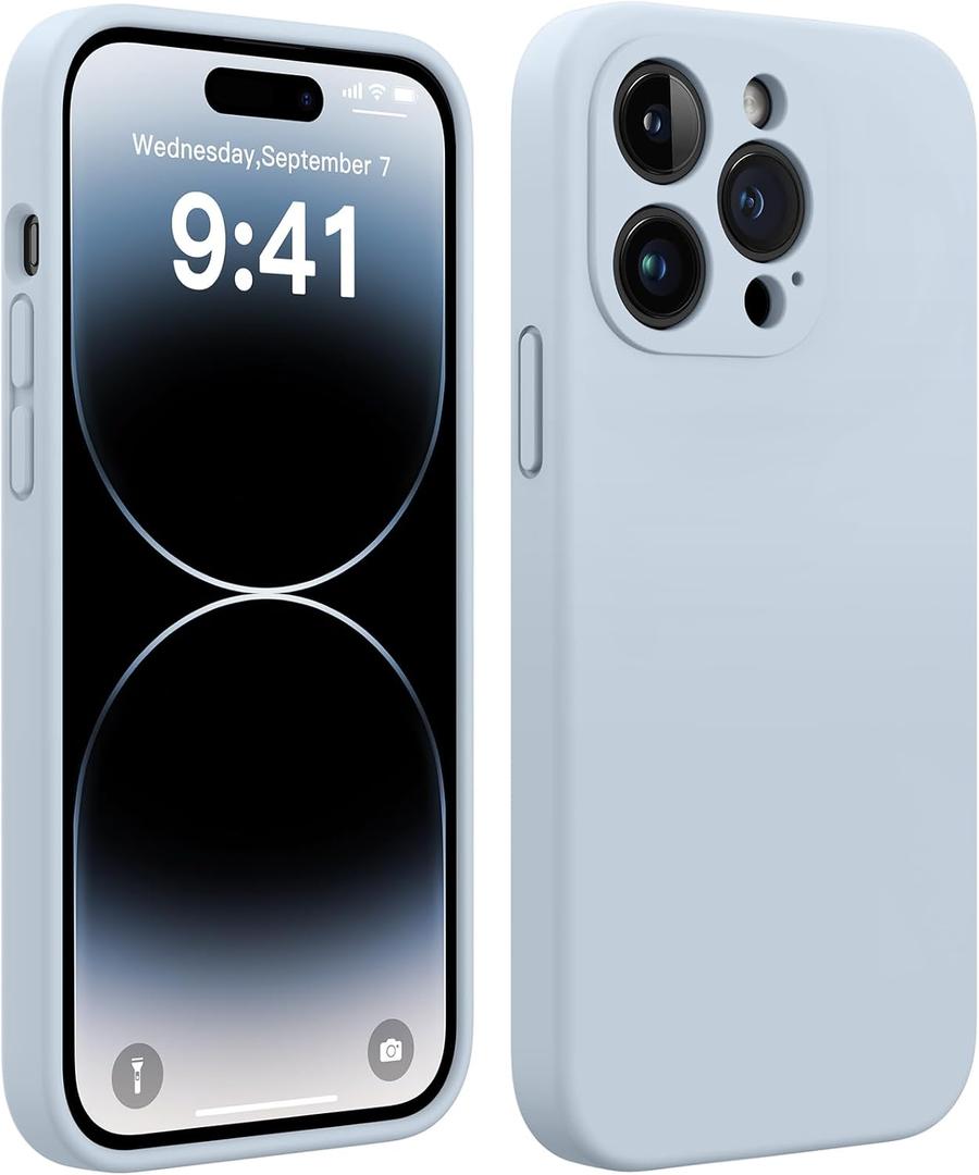 AOTESIER for iPhone 14 Pro Max Case, Upgraded Silicone | Full Camera Protection | Wear-Resistant | Anti-Drop Protection with Anti-Scratch Lining Phone Case for iPhone 14 Pro Max, Baby Blue