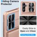 BXYJY for Samsung Galaxy S25 FE Phone Case Wallet, Card Holder (4-5 Cards), Slide Camera Cover, Military Grade Protection, Rugged Hard Women Girly Men Protective Case for Galaxy S25 FE 6.7", Rose Gold