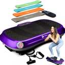 Lifepro Waver Vibration Plate Exercise Machine for Lymphatic Drainage, Muscle Activation, Full-Body Workout Vibrating Platform with Loop Bands, Fitness Equipment for Strength Toning & Fat Loss (Purple)