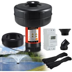 H1 Pond Fountain Aerator 750W 1HP - 16000 GPH Floating Aerating Pump with Timer, 110V-120V/100FT Power Cord/2 Nozzles Outdoor Water Circulation Jet System for Large Ponds, Lakes, Water Gardens