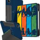 for iPad Air 13 Inch M3 2025 & M2 2024 Case for iPad Pro 12.9 inch 2022/2021/2020/2018 Case - Folio Protector Cover with Pencil Holder Cute Cool Cartoon for Boys Girls, Color BKM