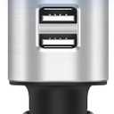 Car Air Purifier Ionizer, 12V Plug-in Car Air Freshener Gadgets with Dual USB Charger Removes Cigarette Smoke, Pet and Food Odor, Ionic Ozone (Silver)