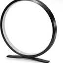 Modern Circle Table Lamp, Dimmable LED Nightstand Lamp with On/Off Switch, 3 Color Temperatures, Minimalist Desk Lamp for Bedroom, Living Room, Office, Home Decor (Black)