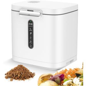 4L Electric Composter for Kitchen, Compost Bin for Countertop with Auto-Cleaning/Odor-Free/LED Display, Turn Kitchen Waste to Dry Compost Fertilizer, Indoor/Outdoor Compost Machine (Beige-1)