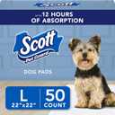 Scott Pet Guard Dog Pads - Large Dog Training Pee Pads, 12 Hour Absorbent Odor Control - 22" x 22" - 50 Pack